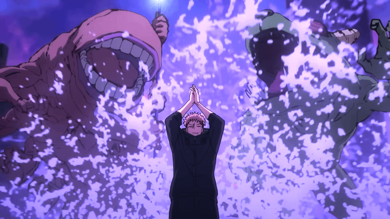 Yuji using magic in Jujutsu Kaisen
