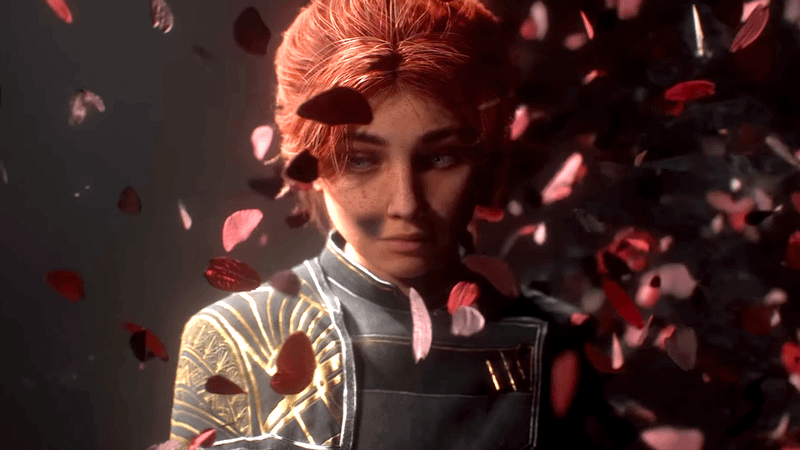 Maelle surrounded by pedals in Clair Obscur: Expedition 33