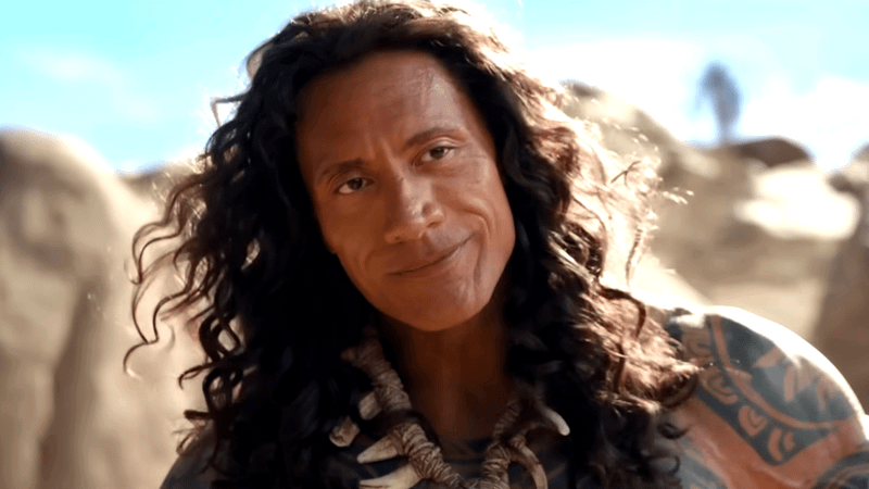 Dwayne Johnson's live-action look as Maui in Moana.