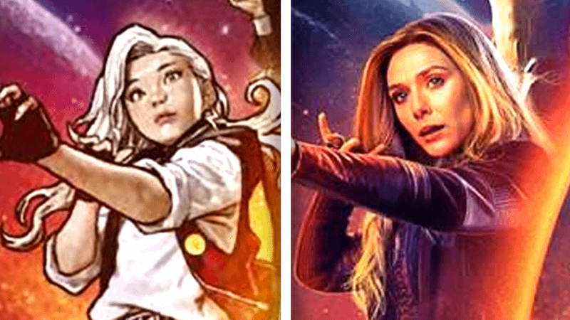 Maystorm and Scarlet Witch - Ultimate Endgame vs Avengers Infinity War posters.