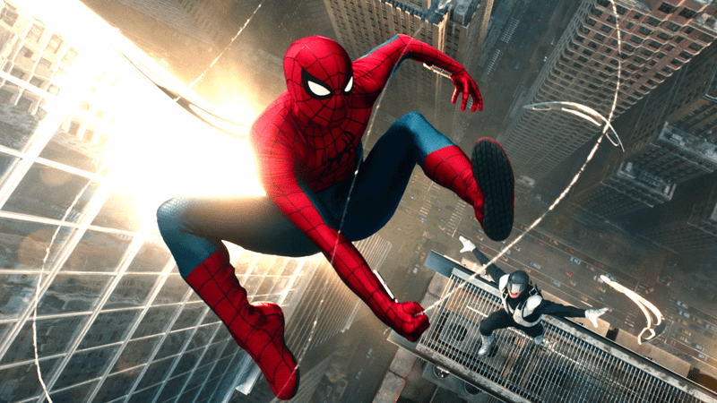 Tom Holland’s Spider-Man, swinging through New York.