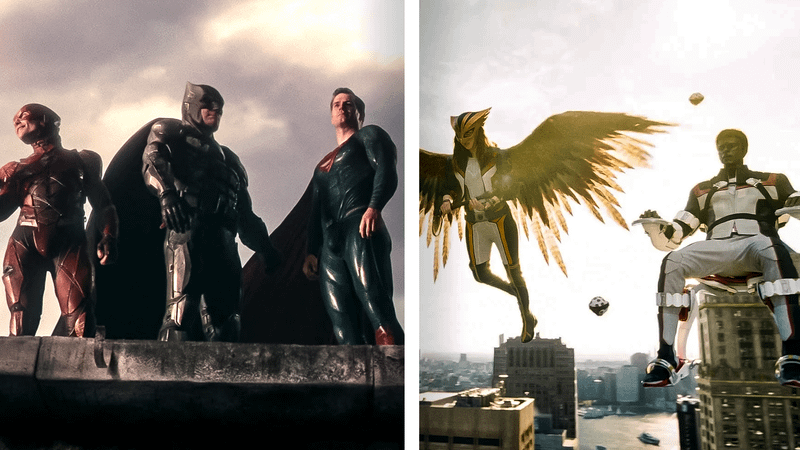 The Justice League in the DCU and the Justice Gang in the DCU.