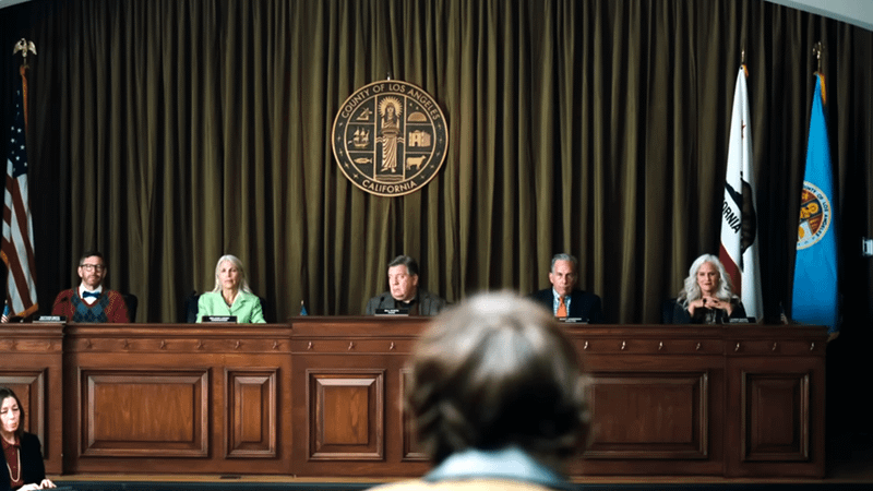 The California building committee in Euphoria Season 3, Episode 4.