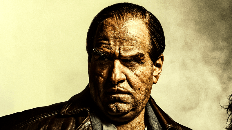 Colin Farrell as The Penguin in HBO series poster close up.