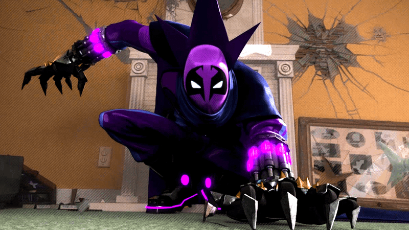 Prowler with his claws out in Spider-Man: Into the Spider-Verse.