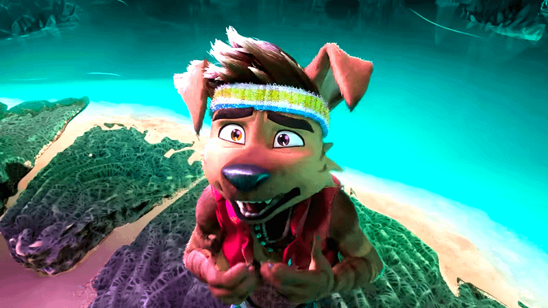 Raww in Forgotten Island looking up pleadingly.