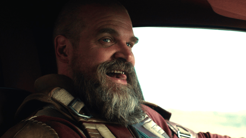 David Harbour as Red Guardian wearing his red superhero suit in Thunderbolts*