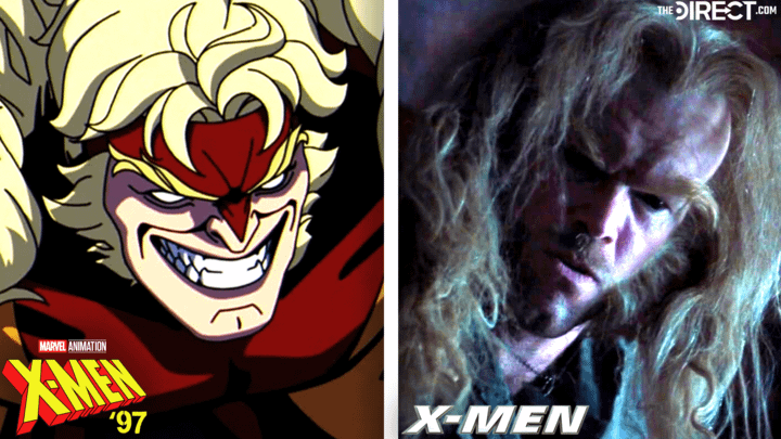 Sabretooth in X-Men '97 on the left and Sabretooth from X-Men on the right.