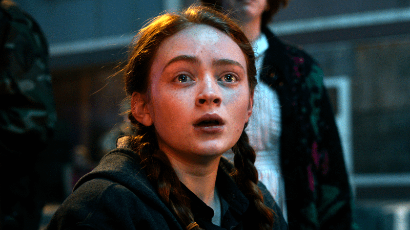 Sadie Sink portraying her iconic character Max Mayfield in the hit series Stranger Things.