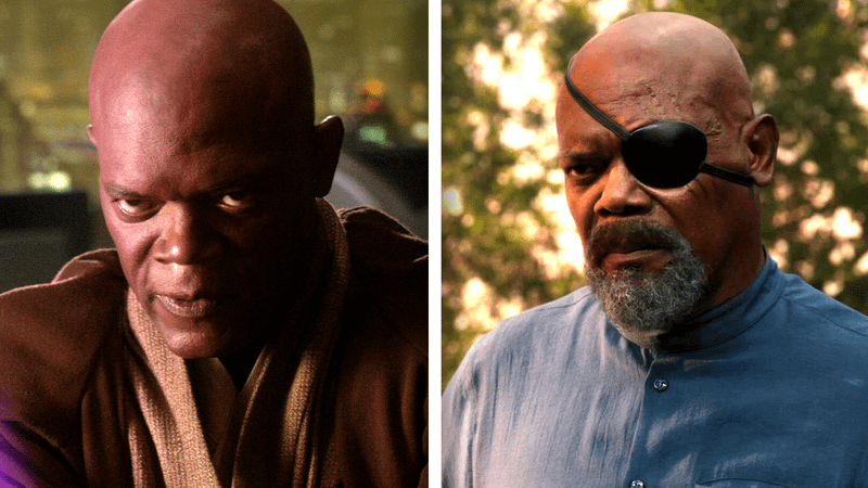 Samuel L. Jackson as Mace Windu and Nick Fury