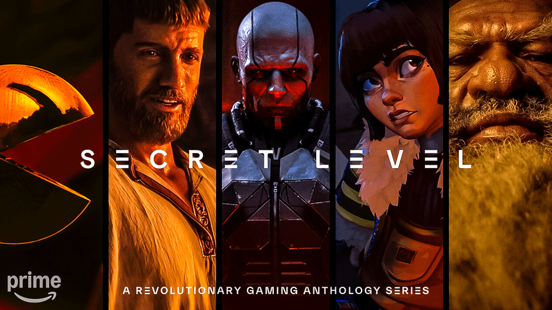 A promotional shot of Prime Video's Secret Level anthology series, featuring several video game characters, including Pac-Man. 