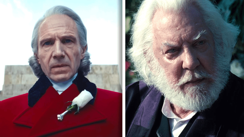 Ralph Fiennes and Donald Sutherland as Coriolanus Snow