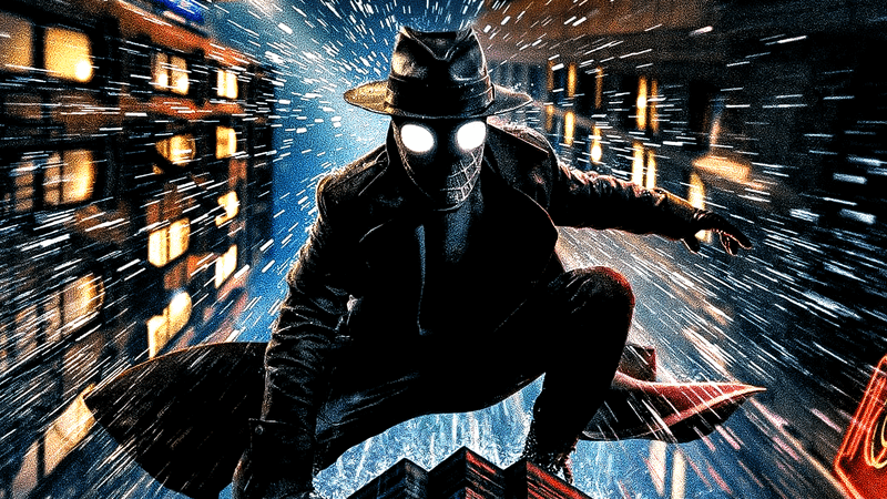 Spider-Noir in his trademark coat and fedora.