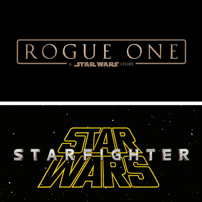 The Rogue One logo compared to Star Wars: Starfighter.