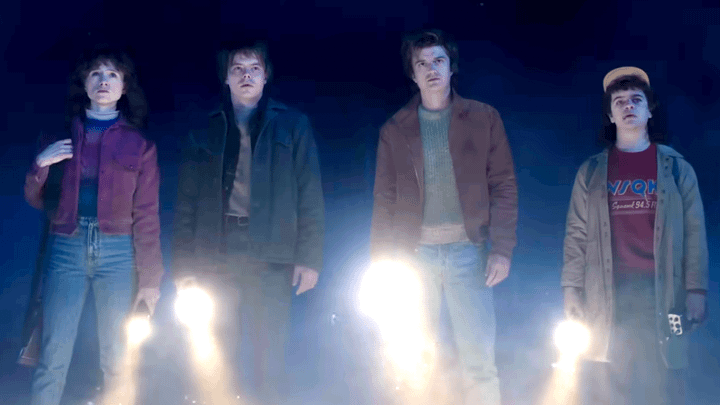 Nancy, Jonathan, Steve, and Dustin in Stranger Things