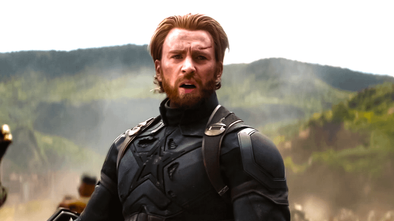 Chris Evans as Steve Rogers with a beard during Avengers: Infinity War.