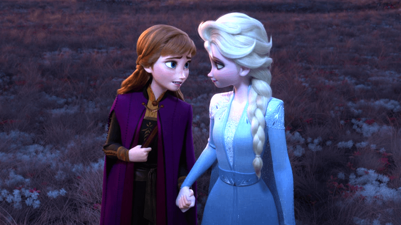 Anna and Elsa in Frozen 2.