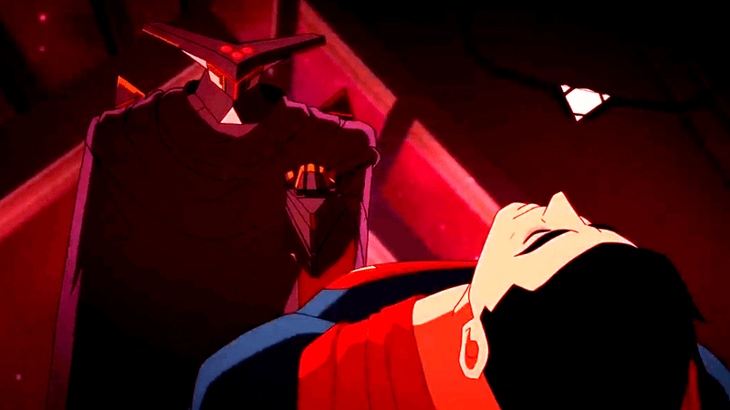 Brainiac taking Superman hostage.