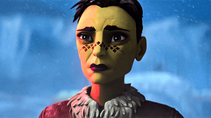 Barriss Offee standing in the snow in Tales of the Empire