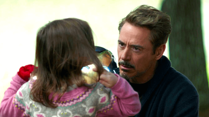 Robert Downey Jr. as Tony Stark, Lexi Rabe as Morgan Stark in Avengers: Endgame