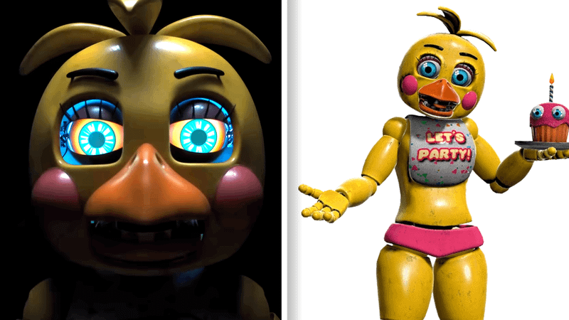 FNAF Film Toy Chica side by side with FNAF Toy Chica