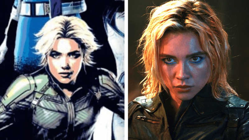 Yelena in a promotional image and in the trailer for Avengers: Doomsday.