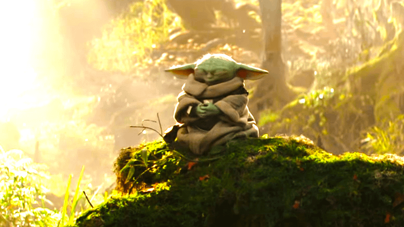 Grogu meditating in The Mandalorian & Grogu trailer.