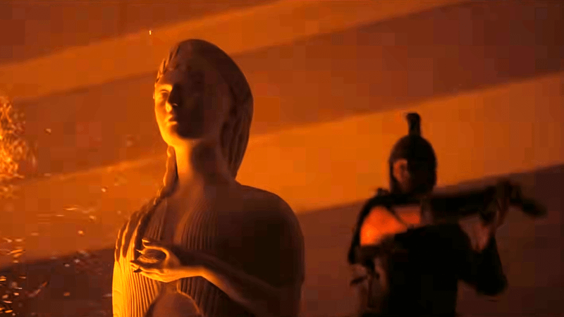Athena's statue.