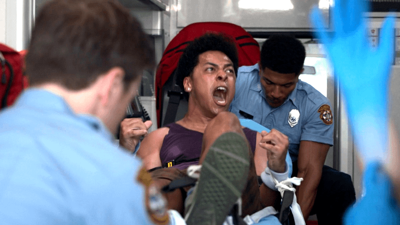 The frantic patient in The Pitt Season 2, Episode 2