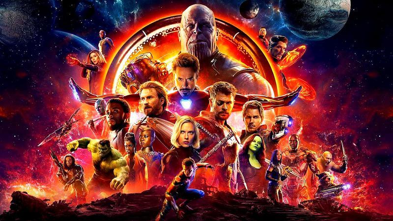 Thanos and the Avengers on the Avengers: Infinity War poster