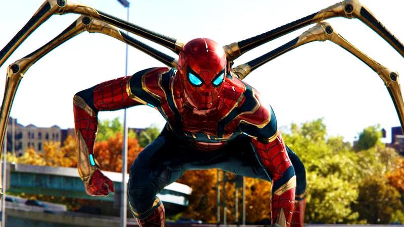 Spider-Man wearing the Iron Spider Suit in Spider-Man: No Way Home