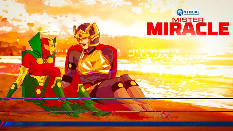 Mister Miracle and Big Barda together on a beach in Mister Miracle