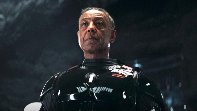 Giancarlo Esposito as Moff Gideon standing in his armor in The Mandalorian