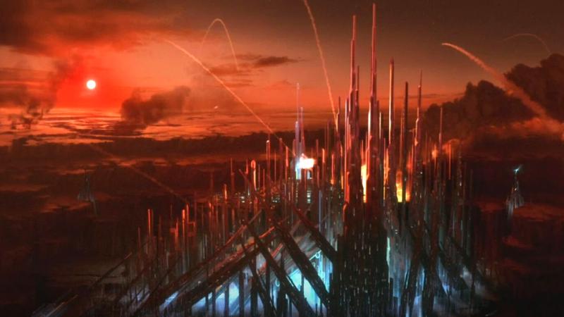 Krypton in Smallville with a sunset