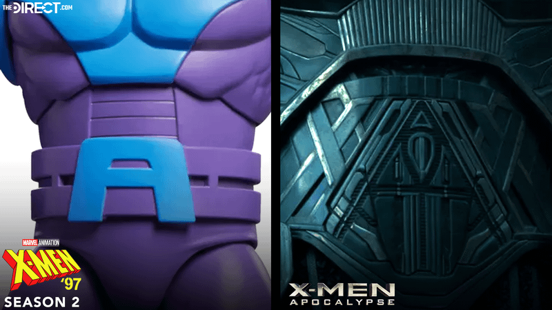 Apocalypse figure from 'X-Men '97' and Oscar Isaac as Apocalypse in 'X-Men: Apocalypse.'