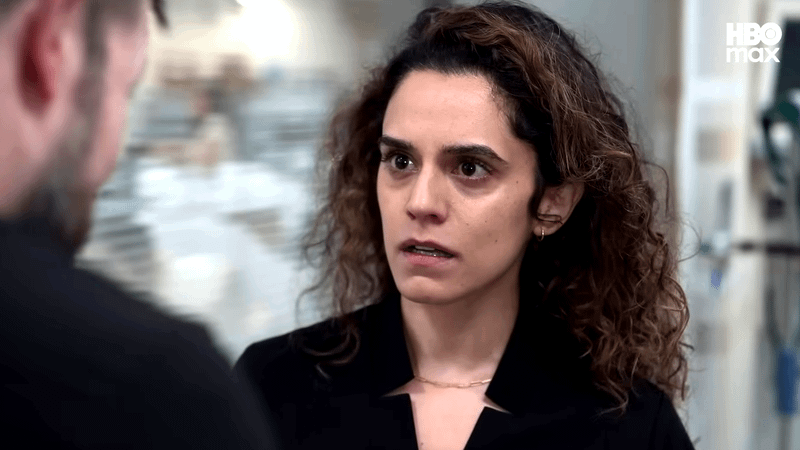 Dr. Al-Hashimi looking shocked in The Pitt Season 2.