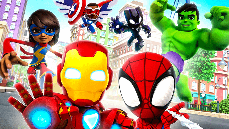 Ms Marvel, Iron Man, Spider-Man, Captain America, Black Panther and Hulk inAvengers Mightiest Friends