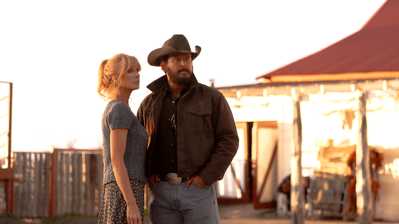 Kelly Reilly as Beth Dutton & Cole Hauser as Rip Dutton in Dutton Ranch.