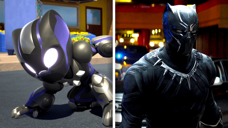A comparison of the animated Black Panther and the MCU Black Panther