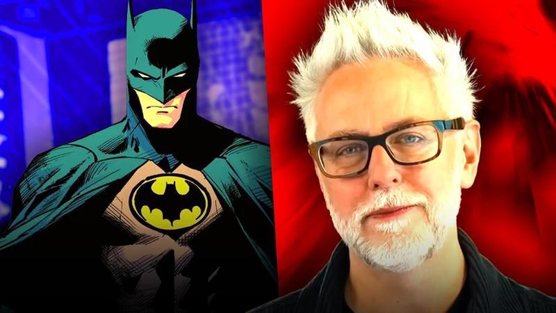 Animated Batman character alongside a photo of James Gunn.