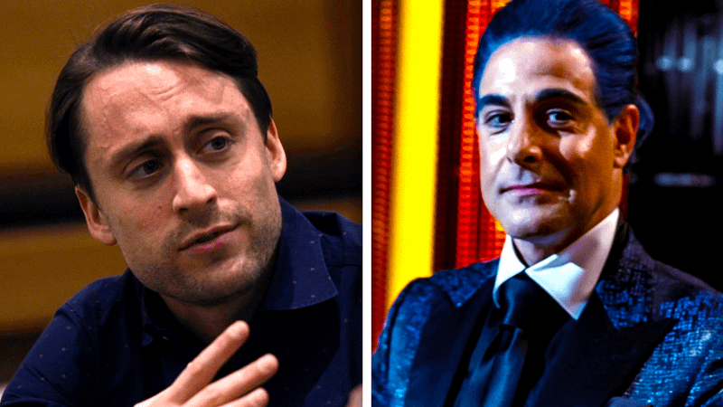 Kieran Culkin and Stanley Tucci as Caesar Flickerman