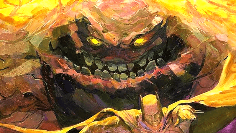 Art of Clayface behind Batman from DC Comics.