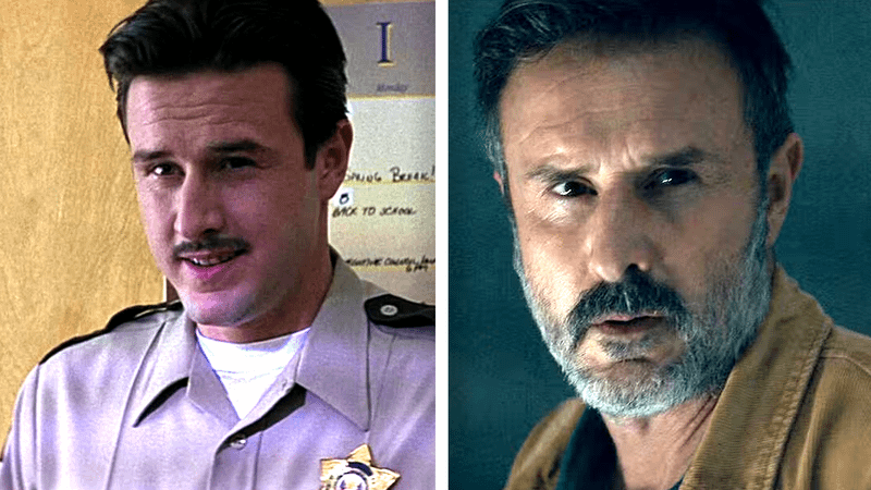 David Arquette as Dewey in Scream and now.