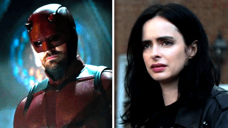 Charlie Cox as Matt Murdock from Daredevil: Born Again, Krysten Ritter as Jessica Jones from Jessica Jones