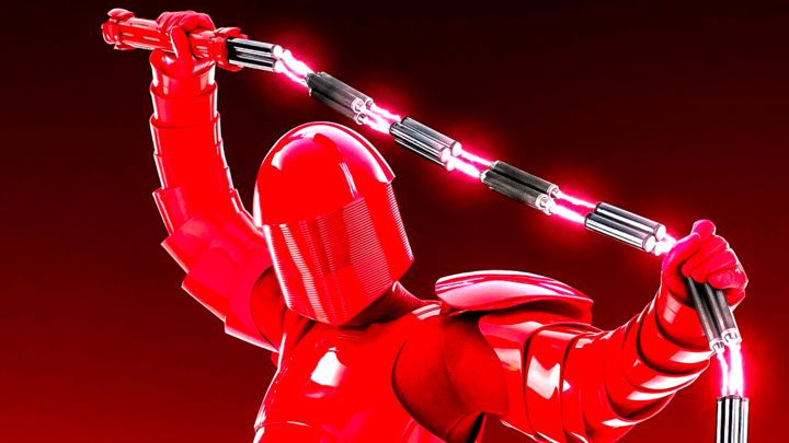 An elite Praetorian guard holding a n electro-chain whip.