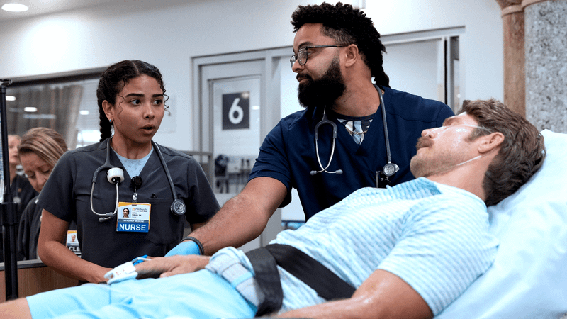 Emma & Donnie with Curtis in The Pitt Season 2, Episode 11.