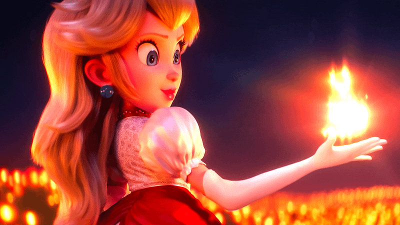 Peach with Fire Flower in Super Mario Bros. Movie.