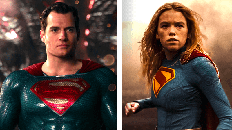Henry Cavill as Superman and Milly Alcock as Supergirl.