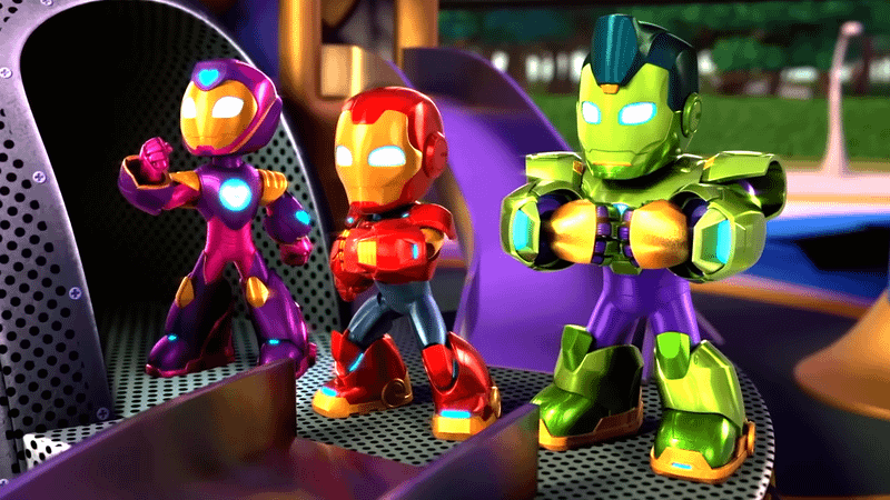 Iron Man, Ironheart, and Iron Hulk in Iron Man and His Awesome Friends