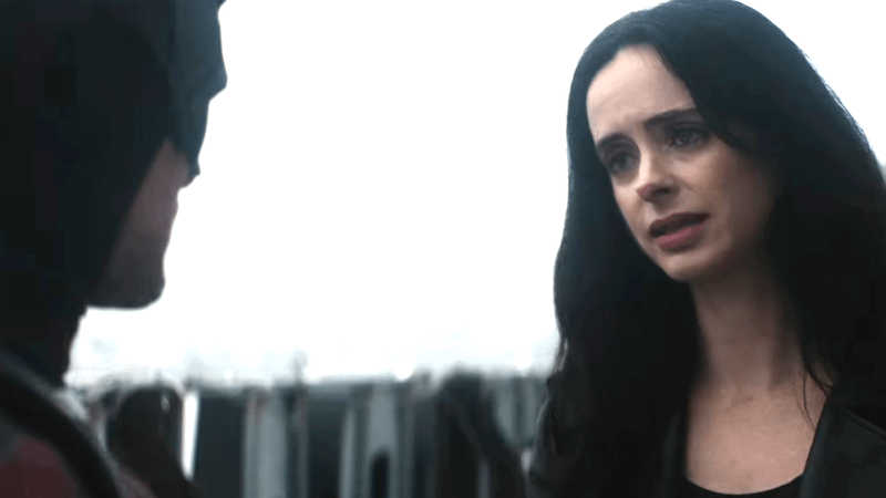 Krysten Ritter looking pissed as Jessica Jones.